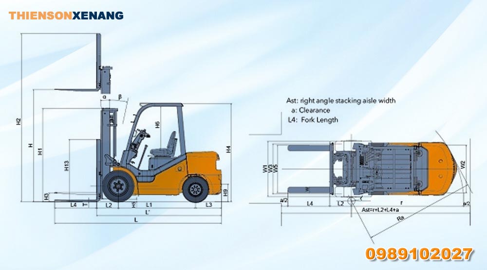 thông số kỹ thuật của xe nâng điện 2.5 tấn ae