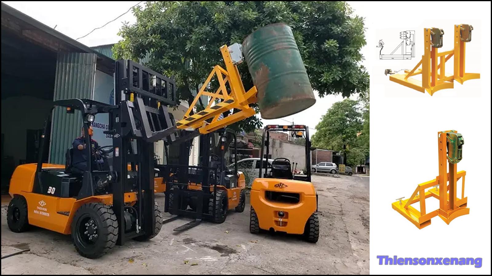 Xe nâng kẹp phuy cơ khí