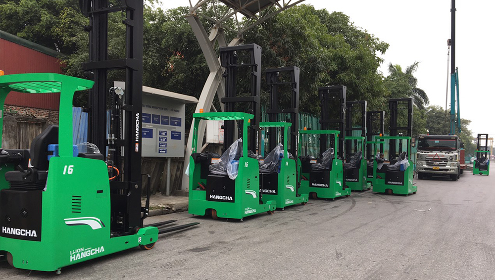 Xe nâng điện reach truck 1 tấn Lithium ion